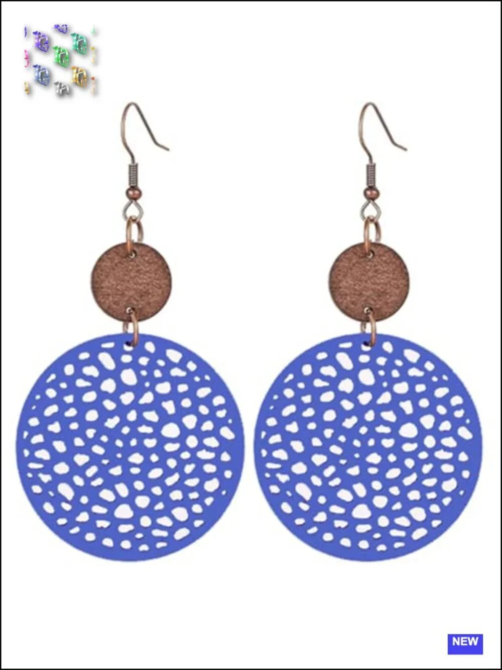 Boho Wooden Drop Dangle Earrings Handmade Lightweight Geometric Circle